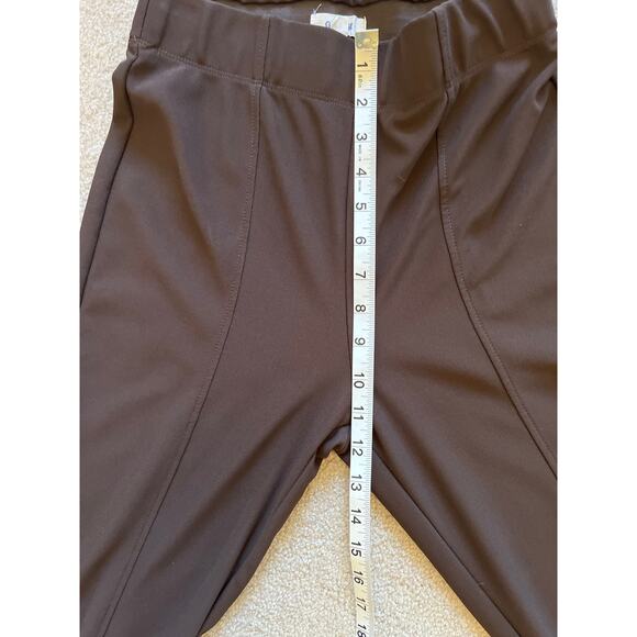 Garage Pull-On Knit Flare Leg Pants Size Medium Brown Seaming Down Legs Stretch - Picture 7 of 8